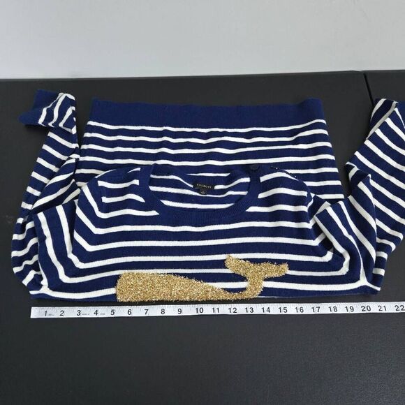 Talbots Womens Lambswool Whale Pullover Sweater Sz Large Blue Striped Nautical - Picture 6 of 7